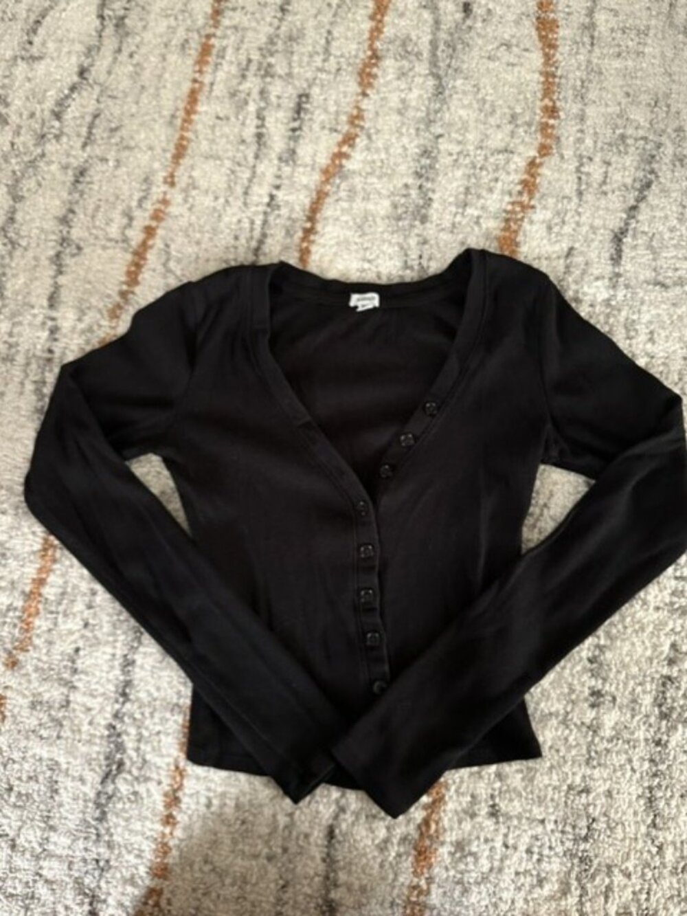 Garage Sweater Women's XS Black Crewneck Cardigan Ribbed